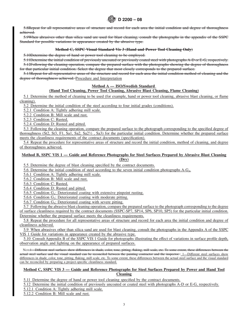 REDLINE ASTM D2200-08 - Standard Practice for Use of Pictorial Surface Preparation Standards and Guides for Painting  Steel Surfaces