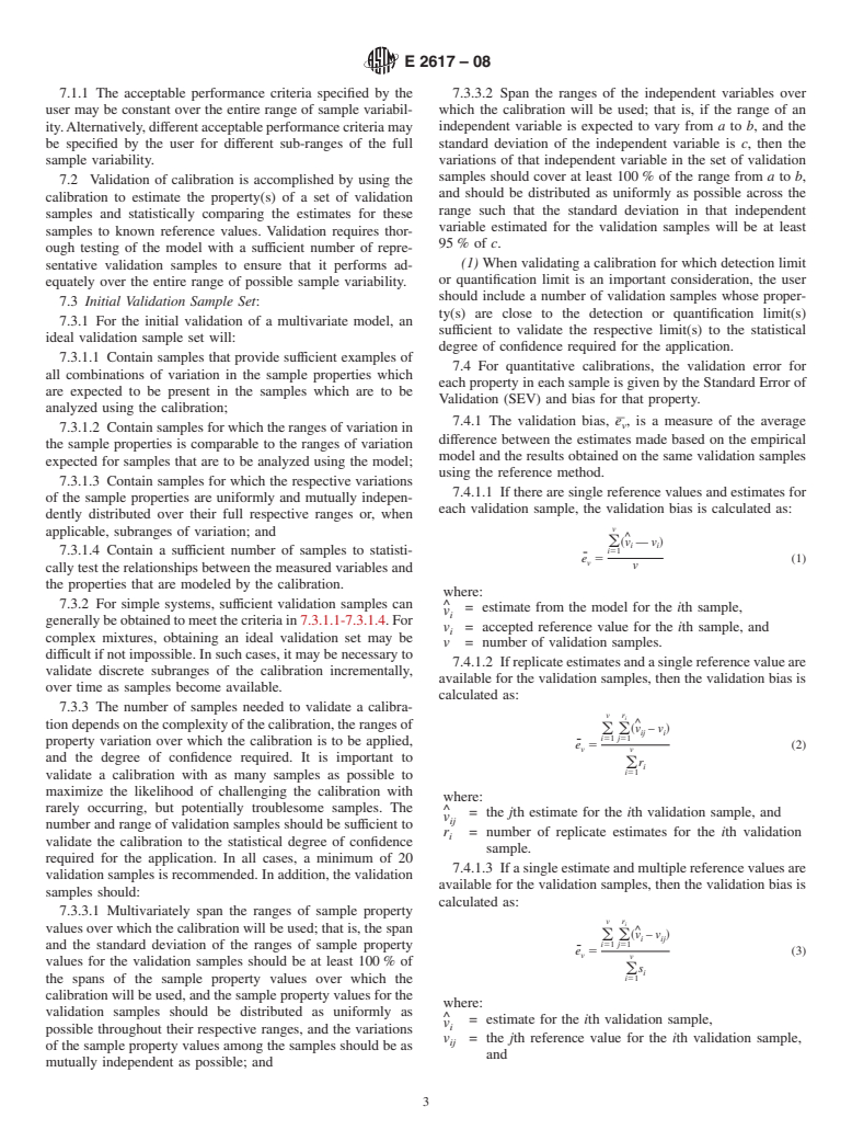 ASTM E2617-08 - Standard Practice for Validation of Empirically Derived Multivariate Calibrations