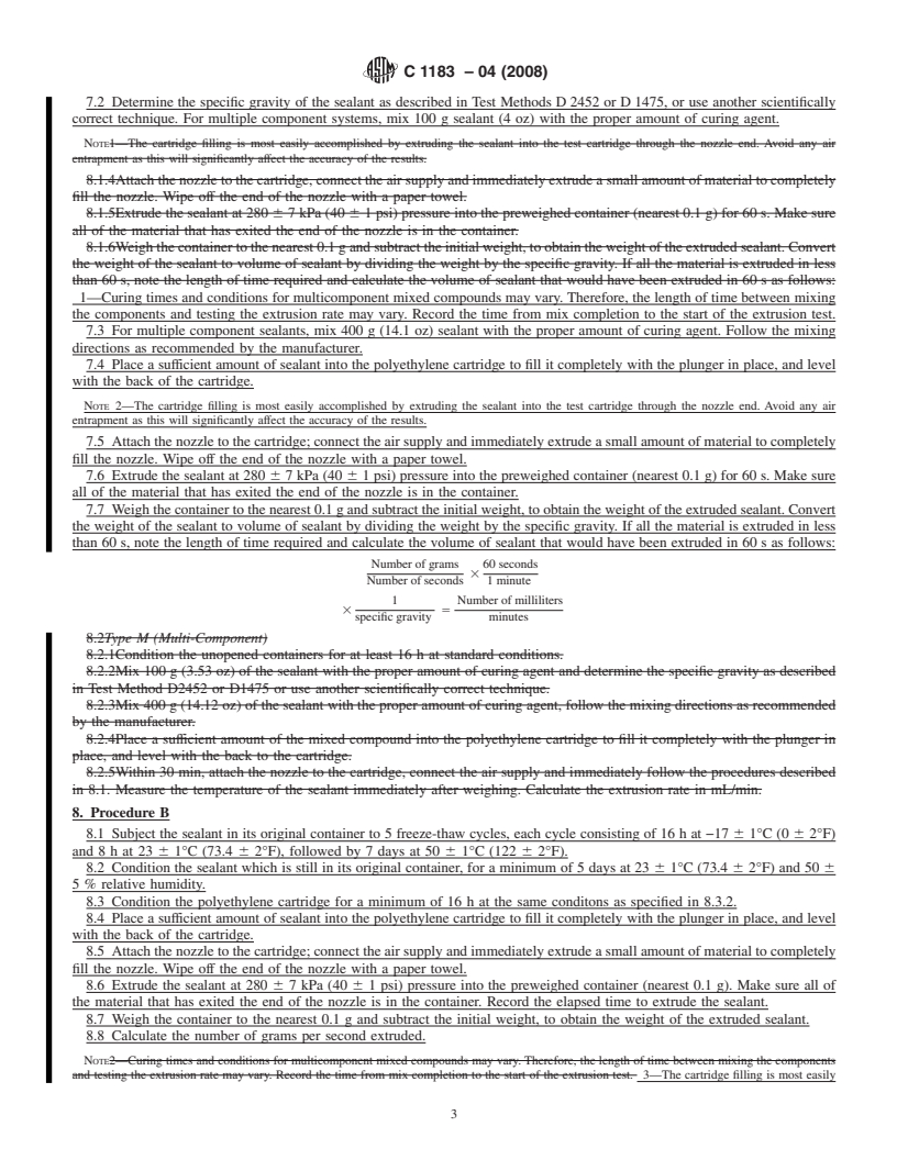 REDLINE ASTM C1183-04(2008) - Standard Test Method for Extrusion Rate of Elastomeric Sealants