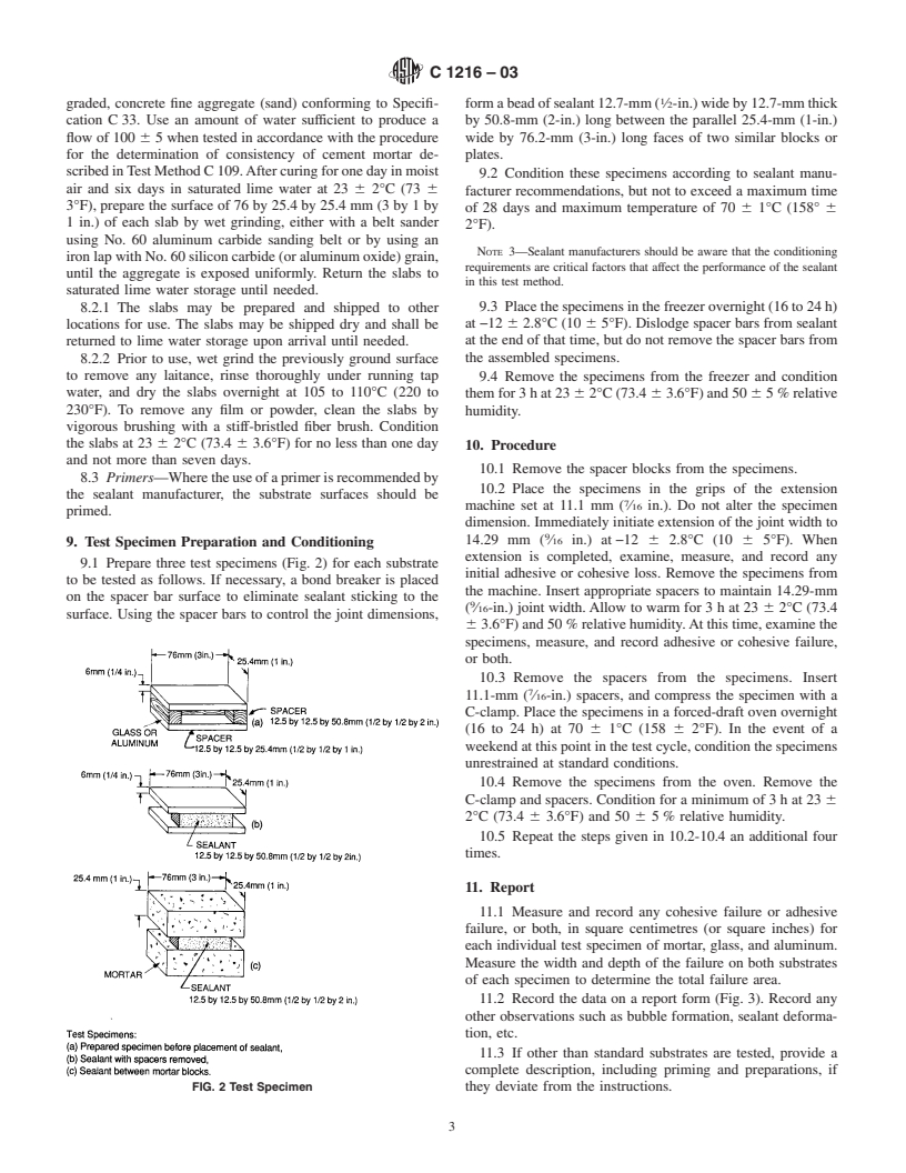 ASTM C1216-03 - Standard Test Method for Adhesion and Cohesion of One-Part Elastomeric Solvent Release Sealants