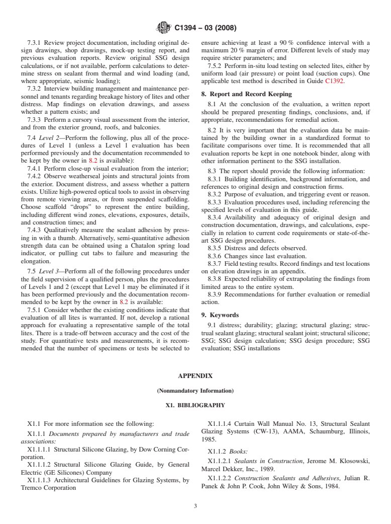 ASTM C1394-03(2008) - Standard Guide for In-Situ Structural Silicone Glazing Evaluation