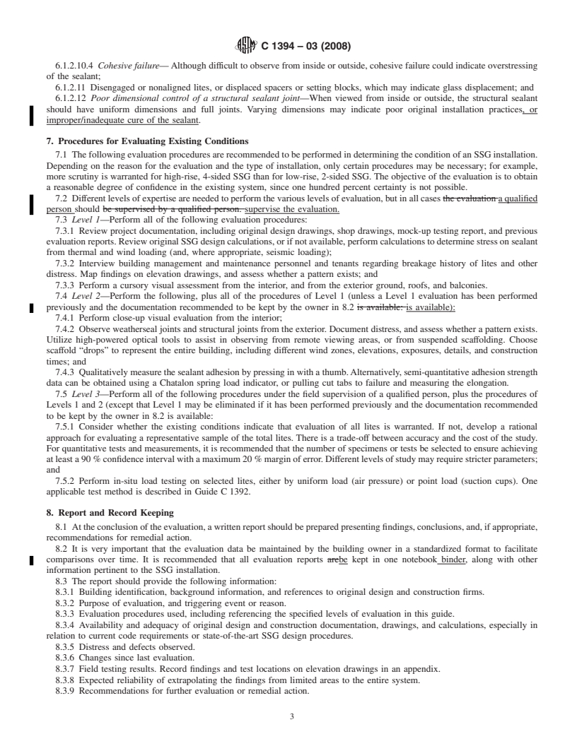 REDLINE ASTM C1394-03(2008) - Standard Guide for In-Situ Structural Silicone Glazing Evaluation