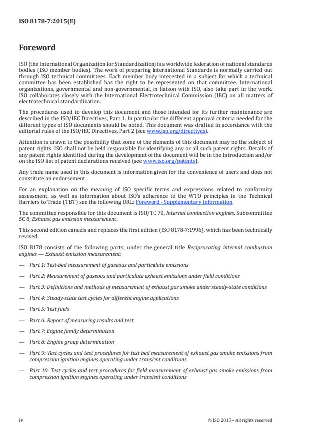 ISO 8178-7:2015 ISO 8178-7:2015 - Reciprocating internal combustion engines -- Exhaust emission measurement - Page 4 preview