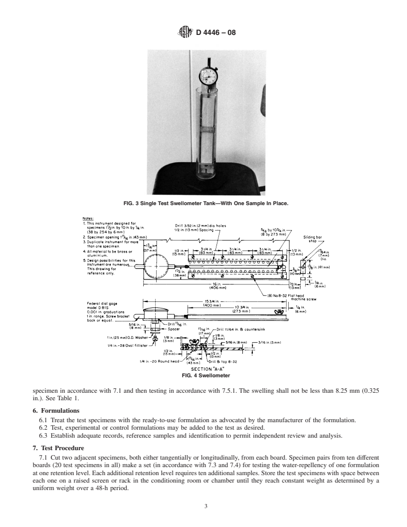 REDLINE ASTM D4446-08 - Standard Test Method for  Anti-Swelling Effectiveness of Water-Repellent Formulations and Differential   Swelling of Untreated Wood When Exposed to Liquid Water Environments