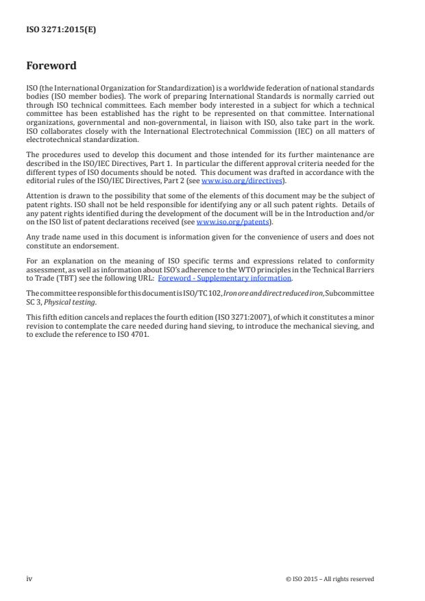 ISO 3271:2015 ISO 3271:2015 - Iron ores for blast furnace and direct reduction feedstocks -- Determination of the tumble and abrasion indices - Page 4 preview
