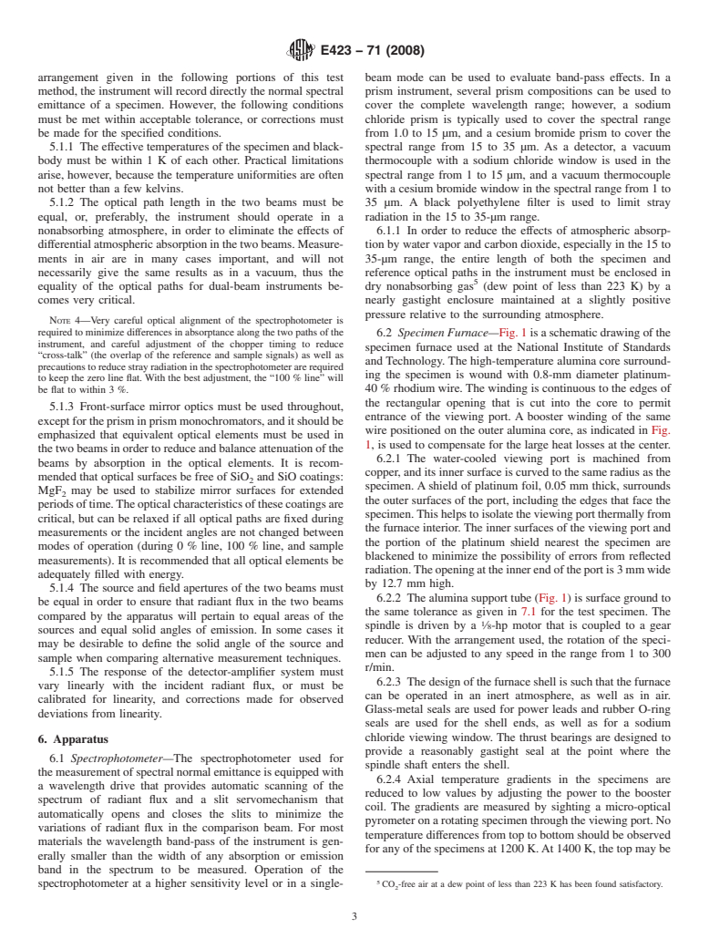 ASTM E423-71(2008) - Standard Test Method for  Normal Spectral Emittance at Elevated Temperatures of Nonconducting Specimens