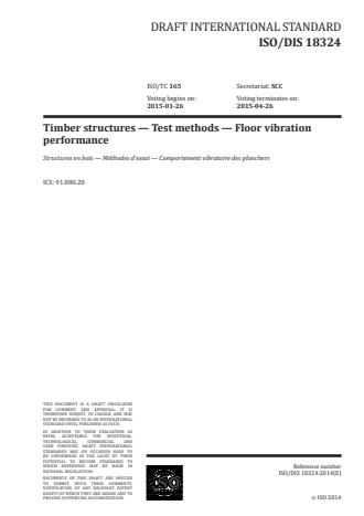 ISO 18324:2016 - Timber structures -- Test methods -- Floor vibration performance