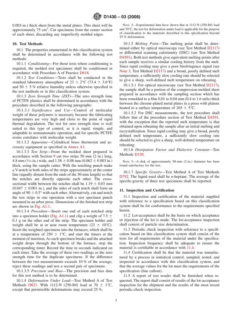 ASTM D1430-03(2008) - Standard Classification System for  Polychlorotrifluoroethylene (PCTFE) Plastics