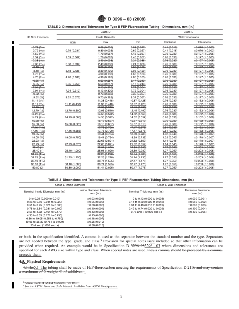 REDLINE ASTM D3296-03(2008) - Standard Specification for FEP-Fluorocarbon Tube