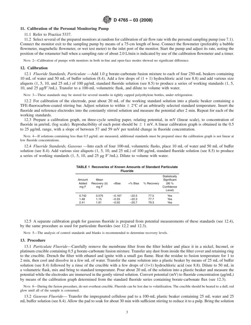 REDLINE ASTM D4765-03(2008) - Standard Test Method for Fluorides in Workplace Atmospheres