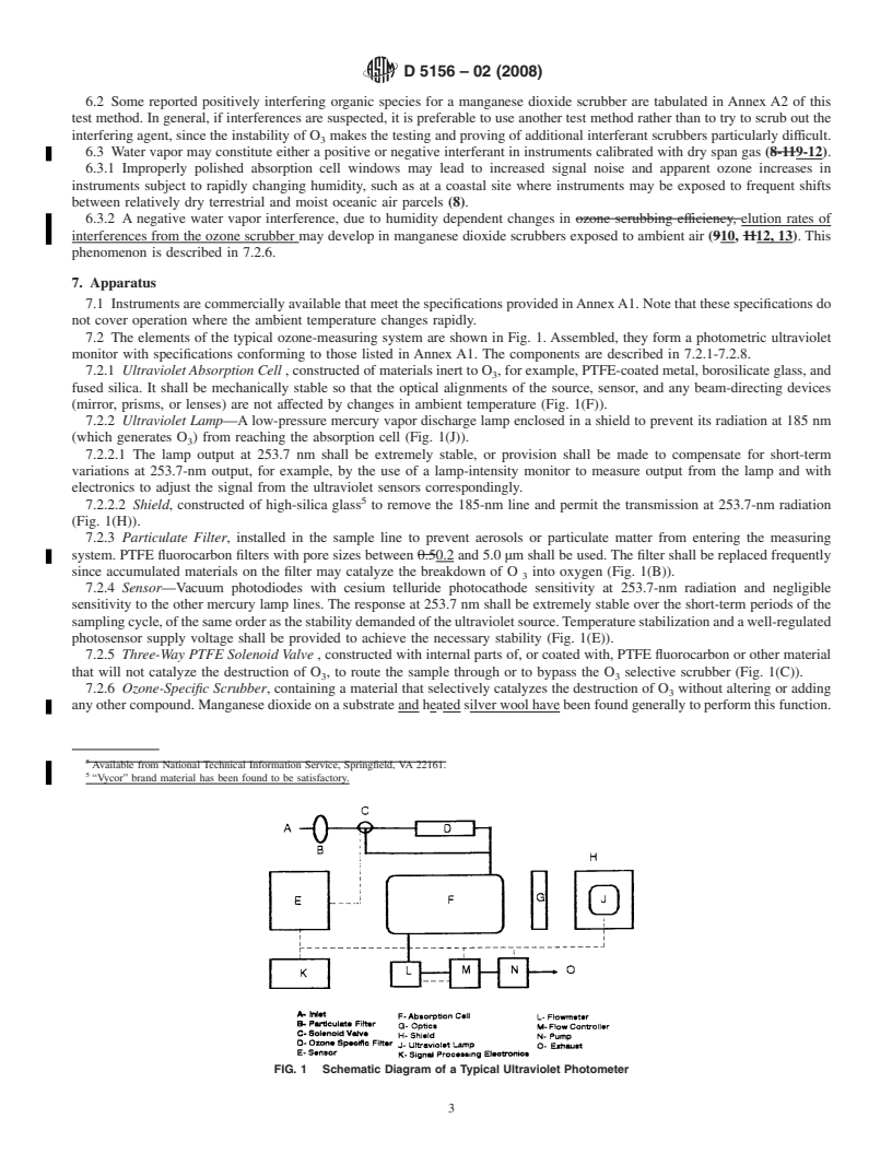 REDLINE ASTM D5156-02(2008) - Standard Test Methods for Continuous Measurement of Ozone in Ambient, Workplace, and Indoor Atmospheres (Ultraviolet Absorption)