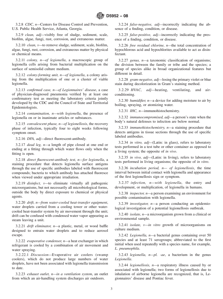 ASTM D5952-08 - Standard Guide for the Inspection of Water Systems for Legionella and the Investigation of Possible Outbreaks of Legionellosis (Legionnaires' Disease or Pontiac Fever)