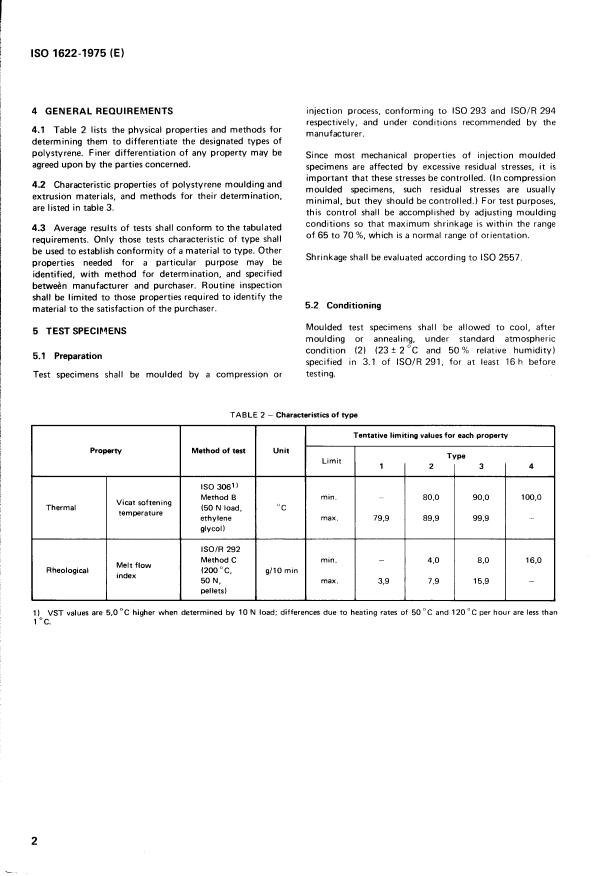 ISO 1622:1975 ISO 1622:1975 - Plastics -- Polystyrene moulding and extrusion materials -- Designation - Page 4 preview