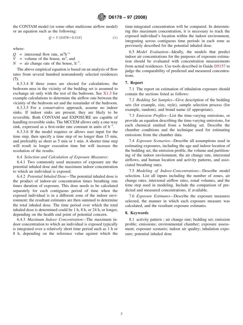 ASTM D6178-97(2008) - Standard Practice for Estimation of Short-term Inhalation Exposure to Volatile Organic Chemicals Emitted from Bedding Sets