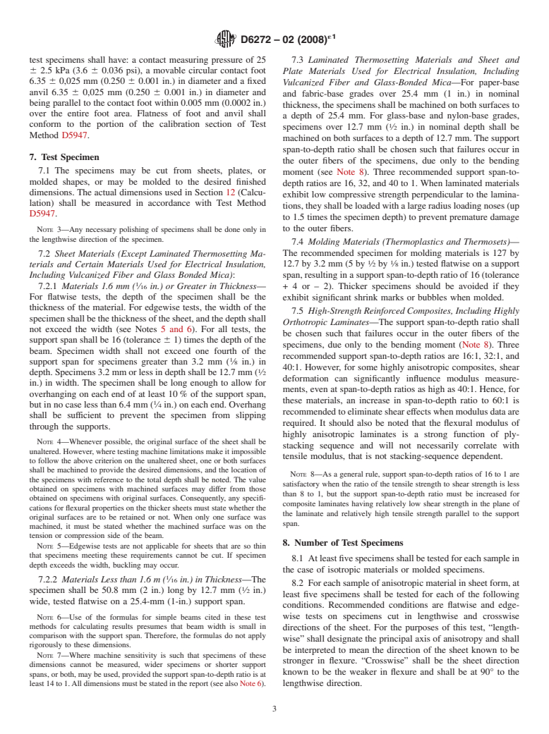 ASTM D6272-02(2008)e1 - Standard Test Method for Flexural Properties of Unreinforced and Reinforced Plastics and Electrical Insulating Materials by Four-Point Bending