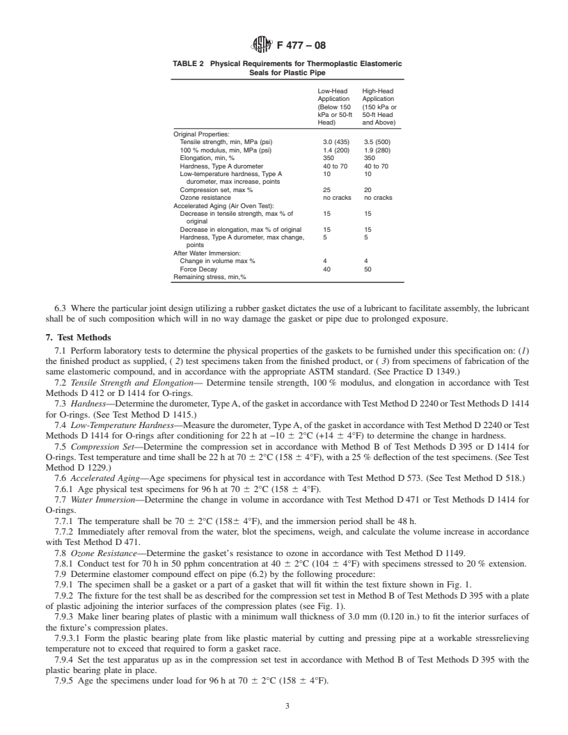 REDLINE ASTM F477-08 - Standard Specification for  Elastomeric Seals (Gaskets) for Joining Plastic Pipe