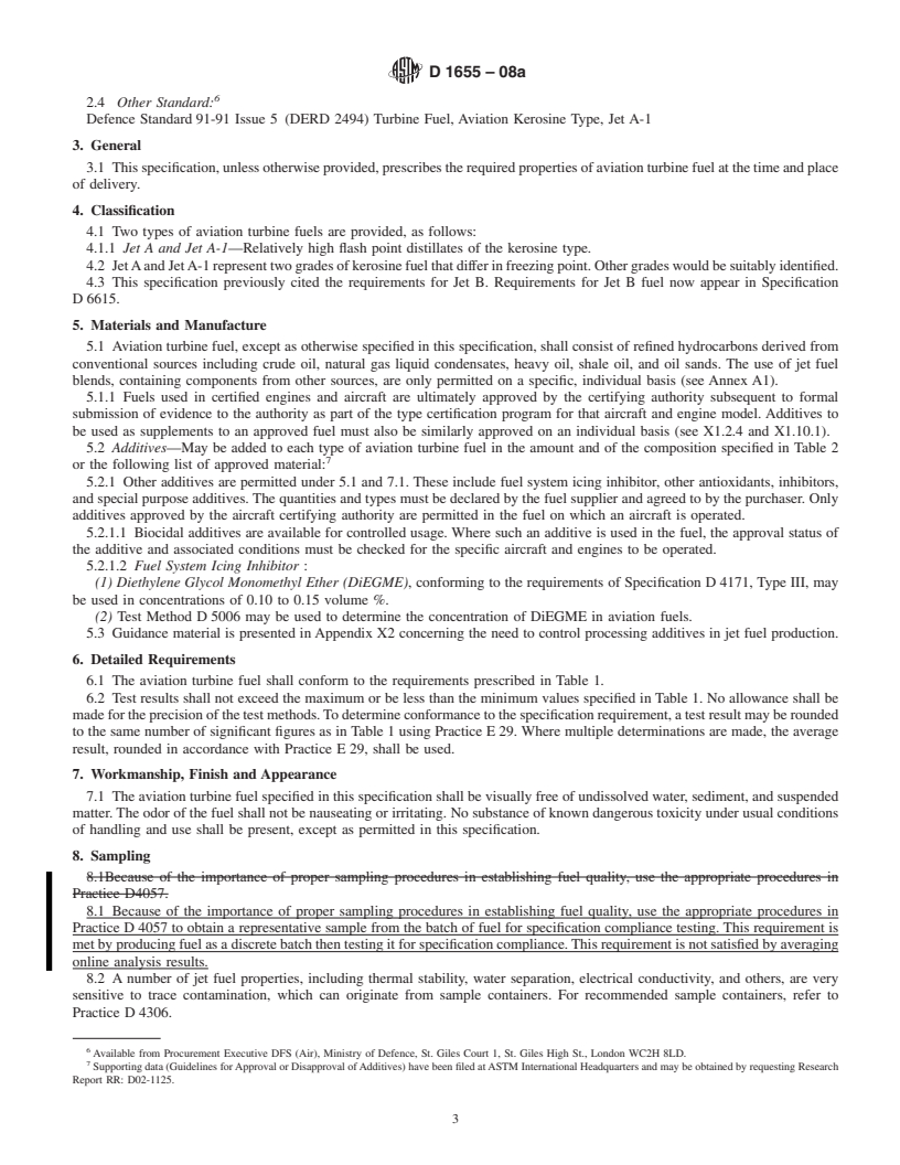 REDLINE ASTM D1655-08a - Standard Specification for Aviation Turbine Fuels