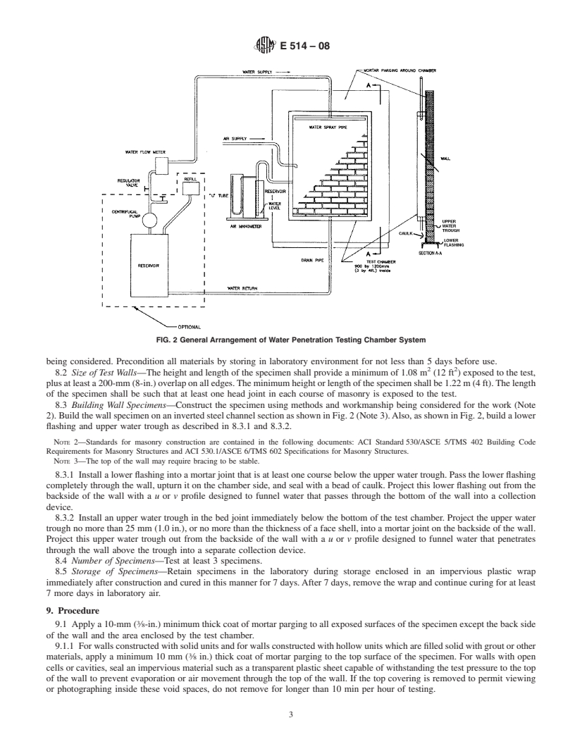 REDLINE ASTM E514-08 - Standard Test Method for  Water Penetration and Leakage Through Masonry