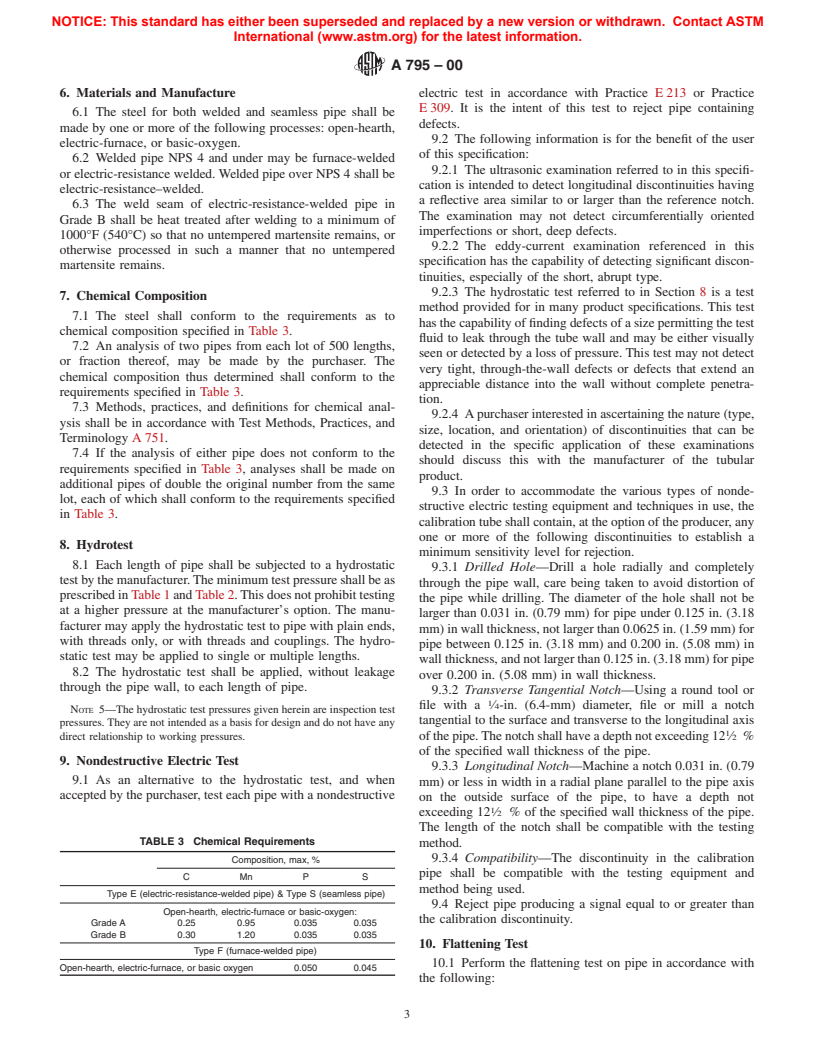 ASTM A795-00 - Standard Specification for Black and Hot-Dipped Zinc-Coated (Galvanized) Welded and Seamless Steel Pipe for Fire Protection Use