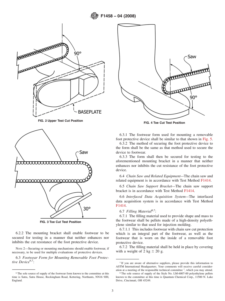 ASTM F1458-04(2008) - Standard Test Method for Measurement of Cut Resistance to Chain Saw of Foot Protective Devices