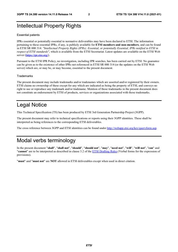 ETSI TS 124 380 V14.11.0 (2021-01) - LTE; Mission Critical Push To Talk (MCPTT) media plane control; Protocol specification (3GPP TS 24.380 version 14.11.0 Release 14)