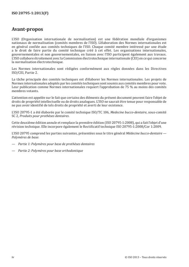 ISO 20795-1:2013 ISO 20795-1:2013 - Médecine bucco-dentaire -- Polymeres de base - Page 4 preview