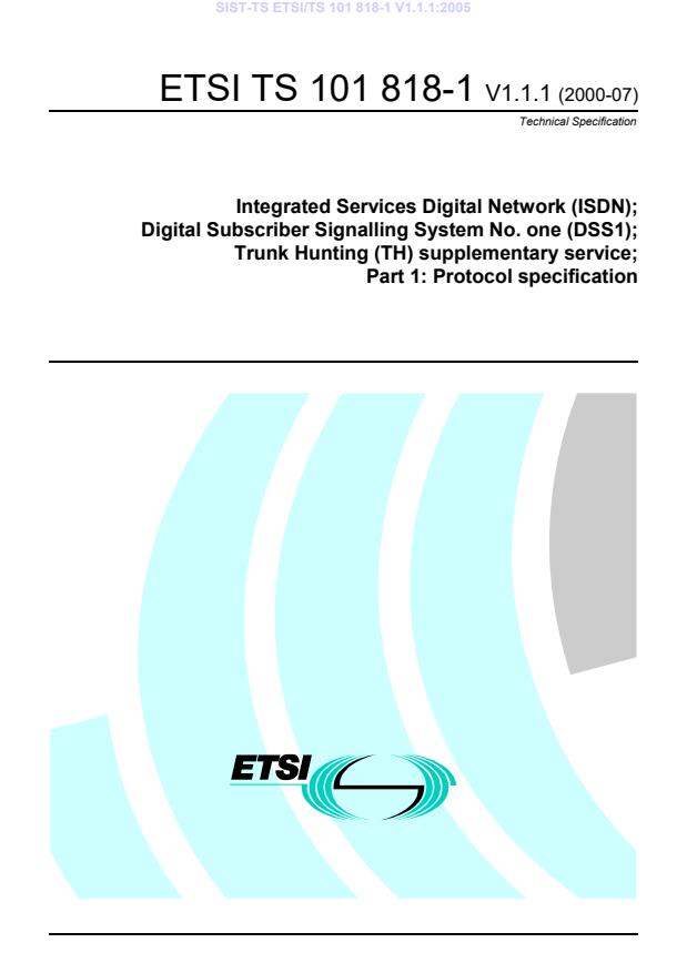 TS ETSI/TS 101 818-1 V1.1.1:2005