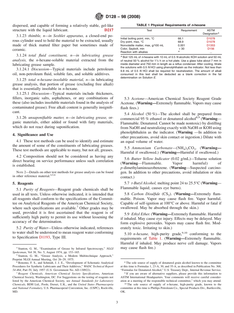 ASTM D128-98(2008) - Standard Test Methods for Analysis of Lubricating Grease