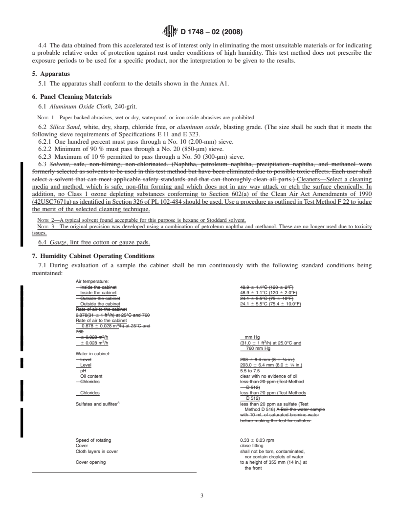 REDLINE ASTM D1748-02(2008) - Standard Test Method for Rust Protection by Metal Preservatives in the Humidity Cabinet