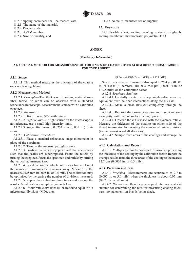 ASTM D6878-08 - Standard Specification for Thermoplastic Polyolefin Based Sheet Roofing