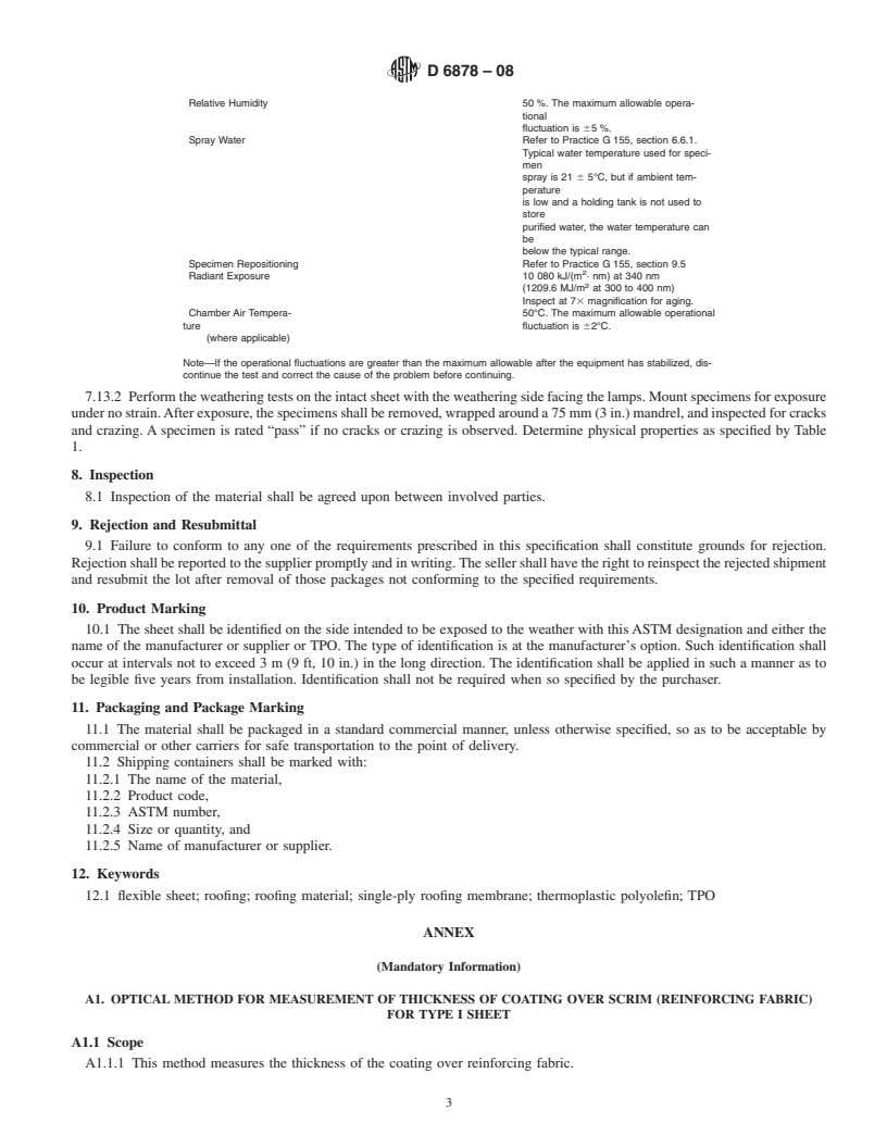 REDLINE ASTM D6878-08 - Standard Specification for Thermoplastic Polyolefin Based Sheet Roofing