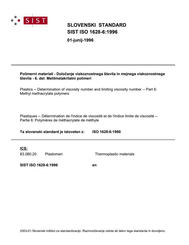 ISO 1628-6:1990 ISO 1628-6:1996 - Page 1 preview