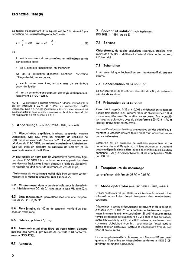 ISO 1628-6:1990 ISO 1628-6:1990 - Plastiques -- Détermination de l'indice de viscosité et de l'indice limite de viscosité - Page 4 preview