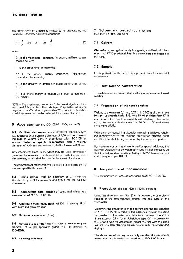 ISO 1628-6:1990 ISO 1628-6:1990 - Plastics -- Determination of viscosity number and limiting viscosity number - Page 4 preview