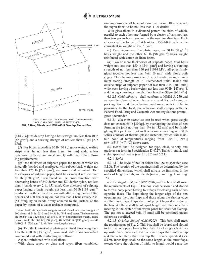 ASTM D5118/D5118M-95(2001) - Standard Practice for Fabrication of Fiberboard Shipping Boxes