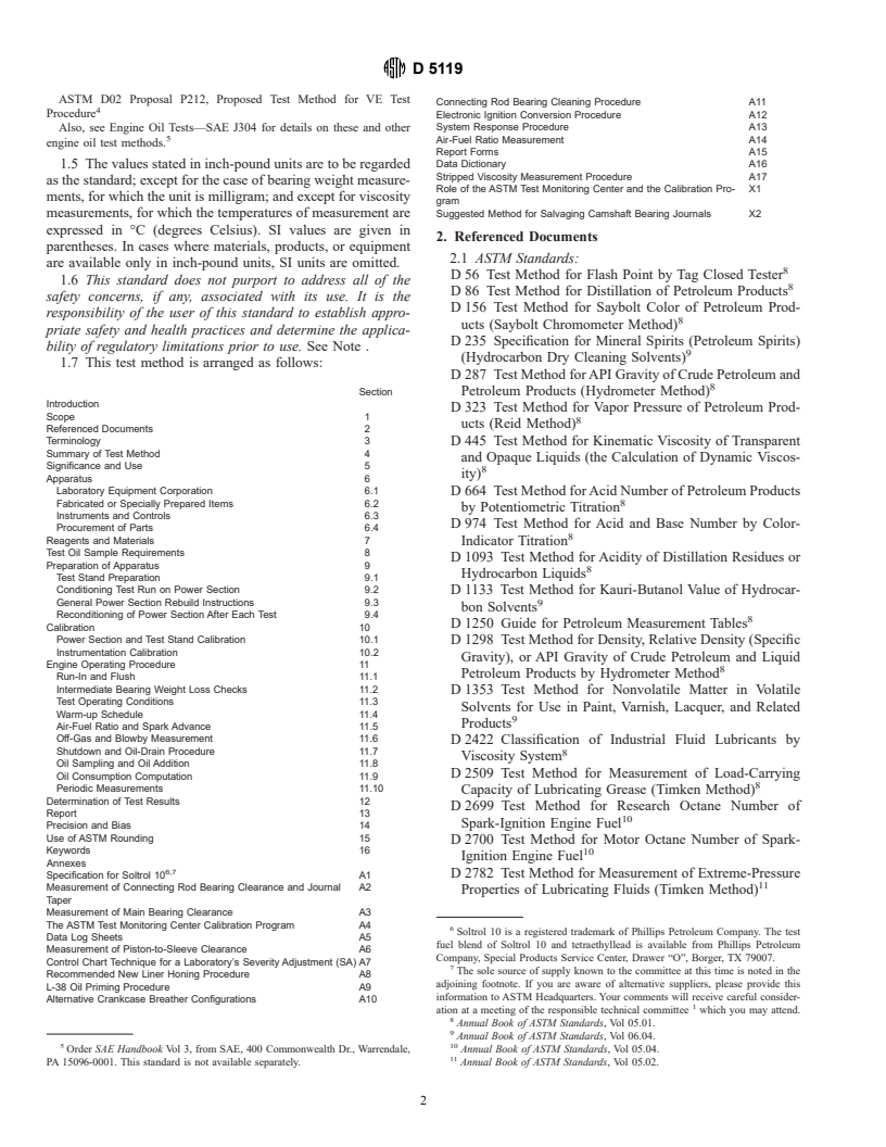 ASTM D5119-00 - Standard Test Method for Evaluation of Automotive Engine Oils in the CRC L-38 Spark-Ignition Engine