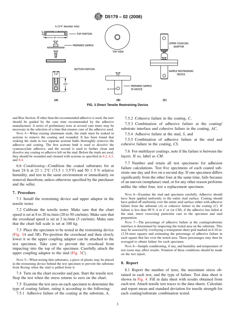 ASTM D5179-02(2008) - Standard Test Method for  Measuring Adhesion of Organic Coatings to Plastic Substrates by Direct Tensile Testing