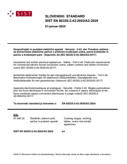 SIST EN 60335-2-42:2003/A2:2025 - BARVE - Page 1 preview