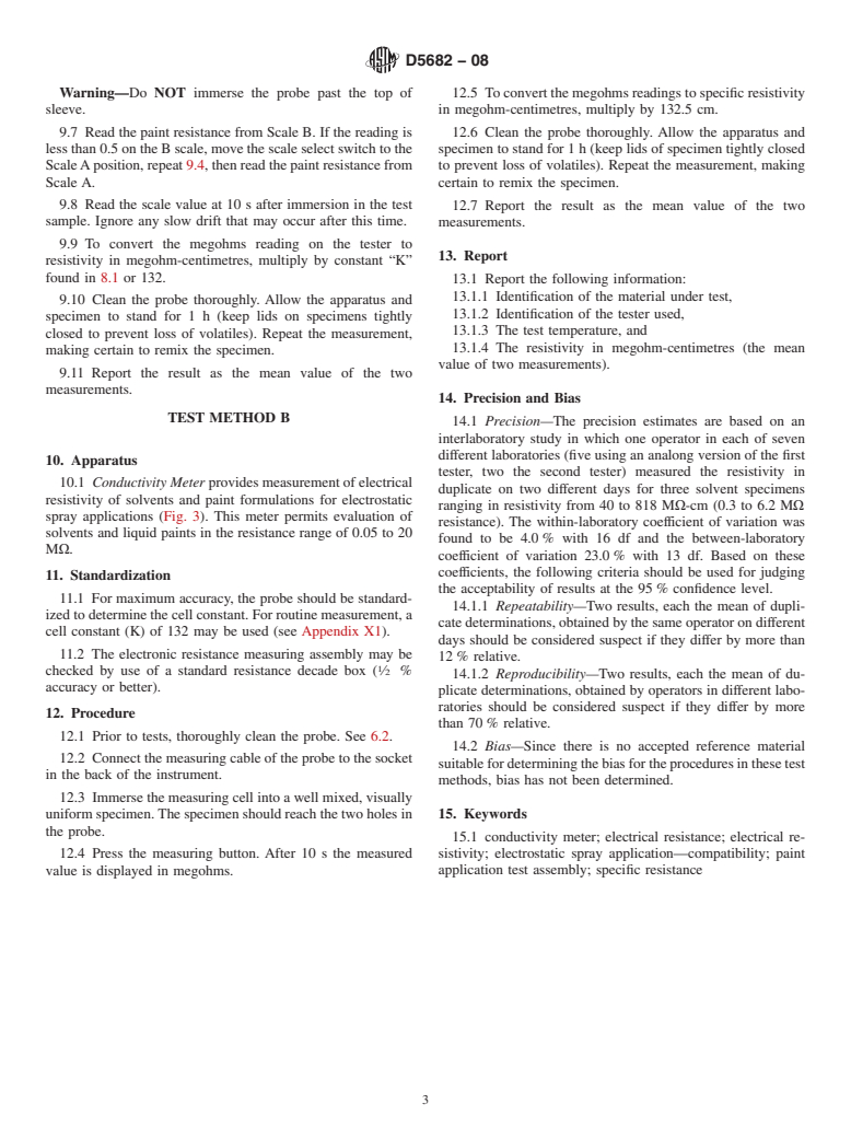 ASTM D5682-08 - Standard Test Methods for  Electrical Resistivity of Liquid Paint and Related Materials