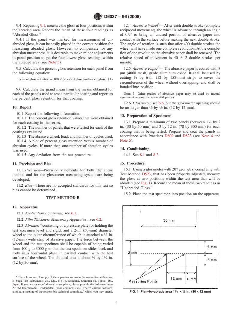 ASTM D6037-96(2008) - Standard Test Methods for  Dry Abrasion Mar Resistance of High Gloss Coatings