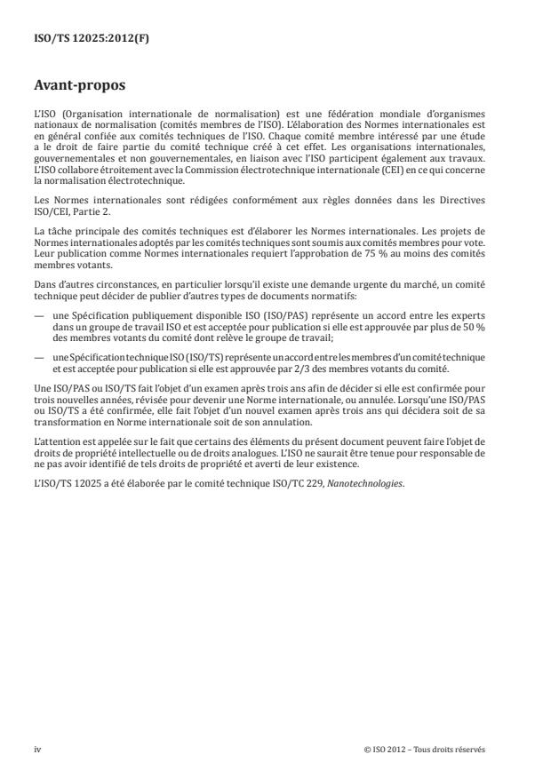 ISO/TS 12025:2012 ISO/TS 12025:2012 - Nanomatériaux -- Quantification de la libération de nano-objets par les poudres par production d'aérosols - Page 4 preview