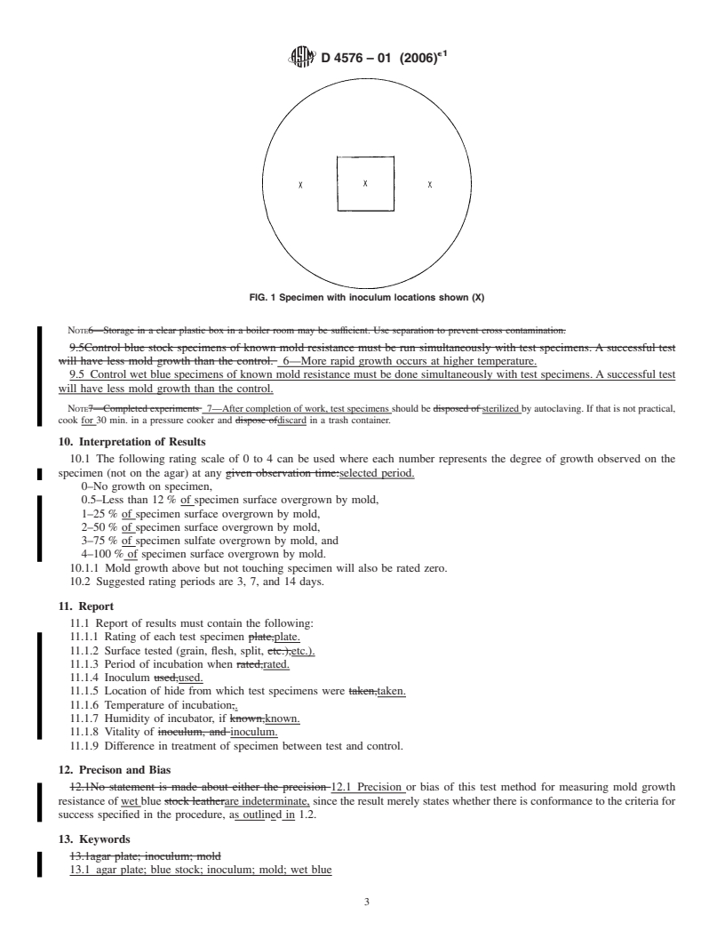 REDLINE ASTM D4576-01(2006)e1 - Standard Test Method for  Mold Growth Resistance of Wet Blue