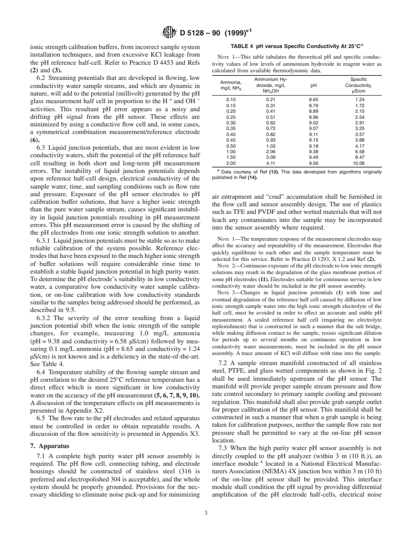 ASTM D5128-90(1999)e1 - Standard Test Method for On-Line pH Measurement of Water of Low Conductivity