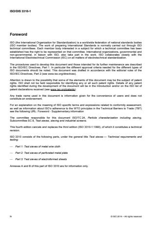 ISO 3310-1:2016 ISO 3310-1:2016 - Test sieves -- Technical requirements and testing - Page 4 preview