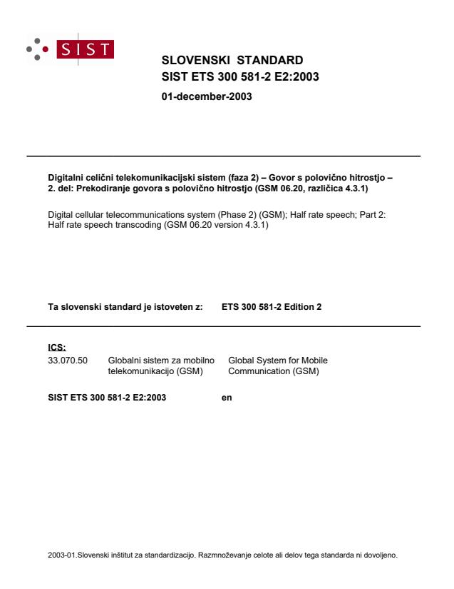 SIST ETS 300 581-2 E2:2003