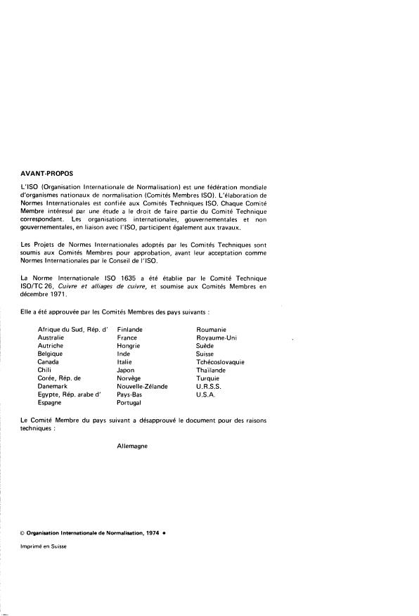 ISO 1635:1974 ISO 1635:1974 - Cuivre et alliages de cuivre corroyés -- Tubes ronds pour usages généraux -- Caractéristiques mécaniques - Page 2 preview