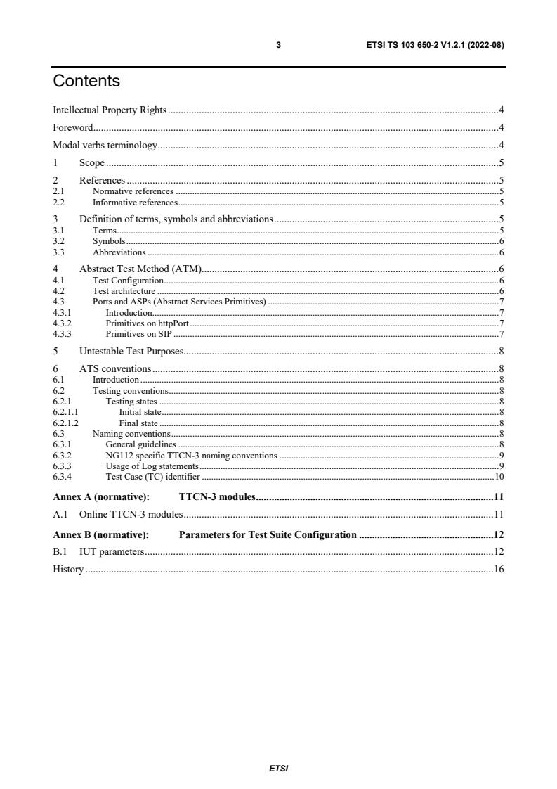 ETSI TS 103 650-2 V1.2.1 (2022-08) ETSI TS 103 650-2 V1.2.1 (2022-08) - EMTEL; Testing - Conformance test specifications for core elements for network independent access to emergency services (NG112); Part 2: Abstract Test Suite (ATS) and Protocol Implementation eXtra Information for Testing (PIXIT)