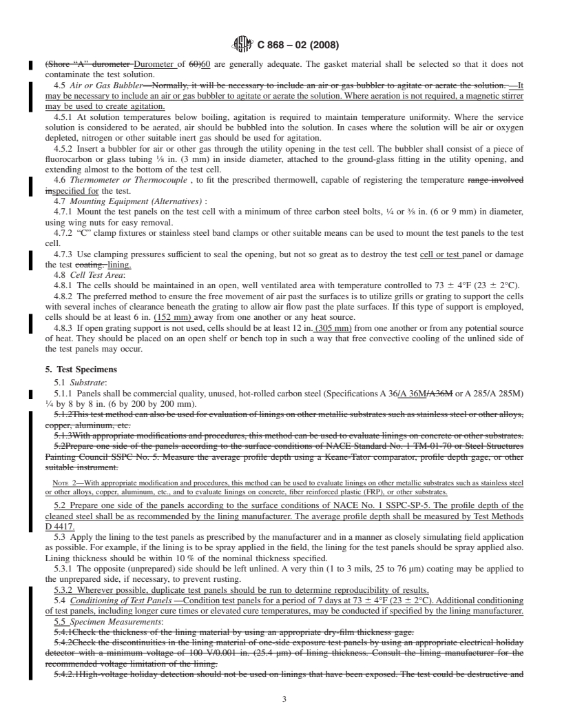 REDLINE ASTM C868-02(2008) - Standard Test Method for  Chemical Resistance of Protective Linings