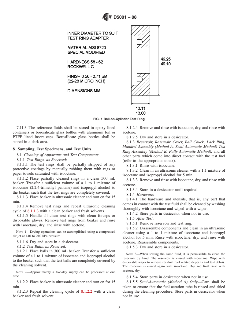 ASTM D5001-08 - Standard Test Method for Measurement of Lubricity of Aviation Turbine Fuels by the Ball-on-Cylinder Lubricity Evaluator (BOCLE)