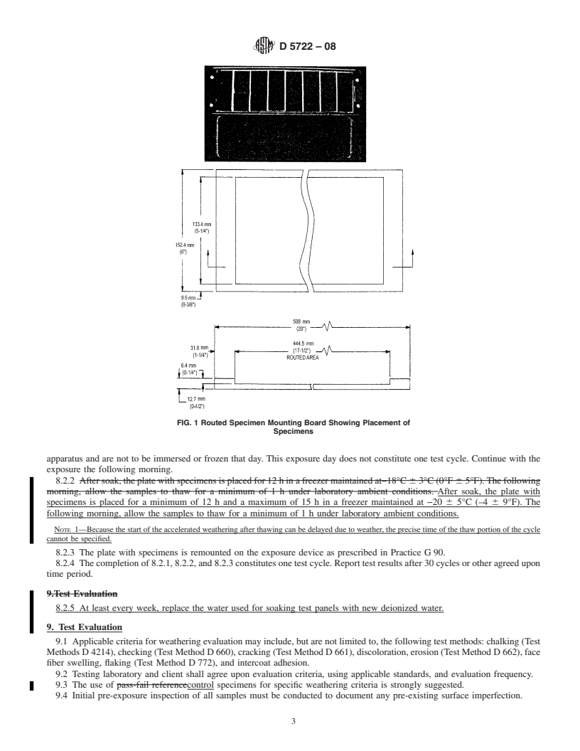 REDLINE ASTM D5722-08 - Standard Practice for Performing Accelerated Outdoor Weathering of Factory- Coated Embossed Hardboard Using Concentrated Natural Sunlight and a Soak-Freeze-Thaw Procedure